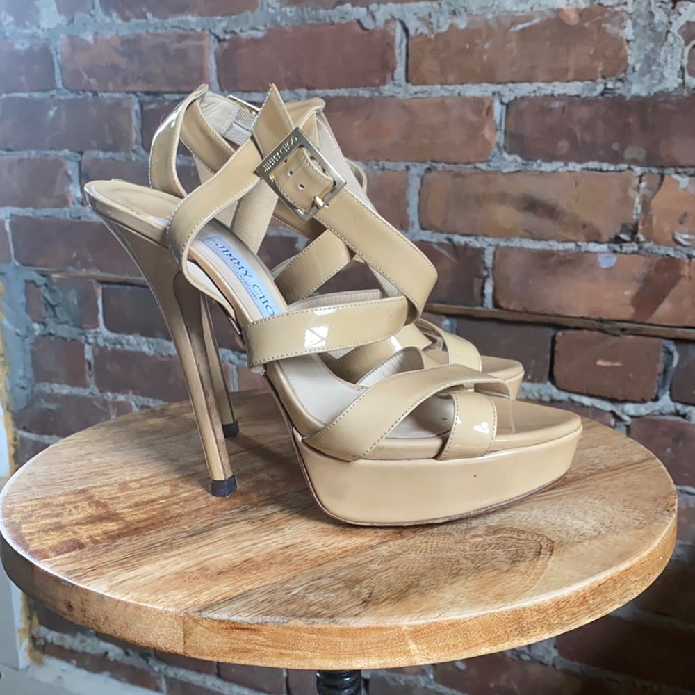 JIMMY CHOO leather platform heels sandals